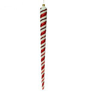 17" Peppermint Swirl Glass Icicle Ornament