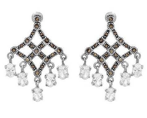 Marcasites and Cubic zirconia Chandelier Earrings