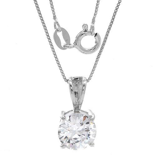 Sterling Silver Cubic Zirconia Pendant Necklace