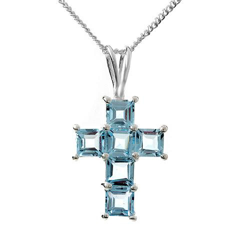 Genuine Topaz & Sterling Silver Cross Necklace
