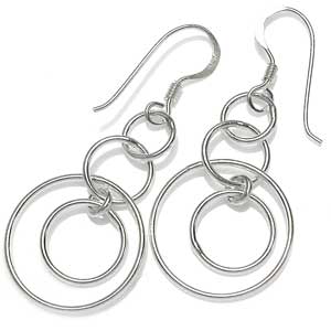 Multi Hoop Sterling Silver Dangle Earrings