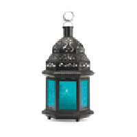 Blue Glass Moroccan Candle Lantern