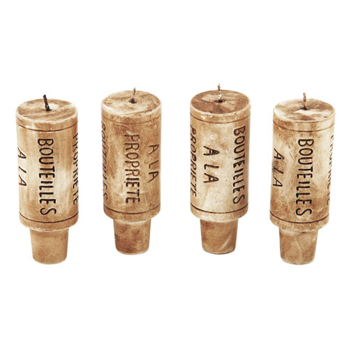 GRAPEVINE: WINE CORK CANDLES    Set of 4