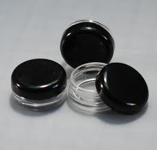 3 GRAM / 3 ML COSMETIC JARS CONTAINERS w/ BLACK CAPS (10-Pack)