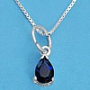Pear Shape Blue Cubic Zirconia Necklace in Sterling Silver