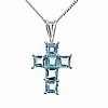 Genuine Topaz & Sterling Silver Cross Necklace