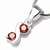 Twin Garnet Sterling Silver Petite Swirl Pendant Necklace